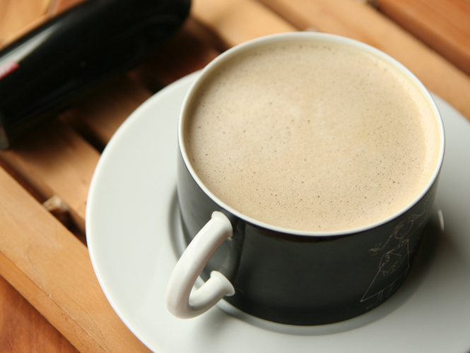 嘗試，豆奶拿鐵咖啡